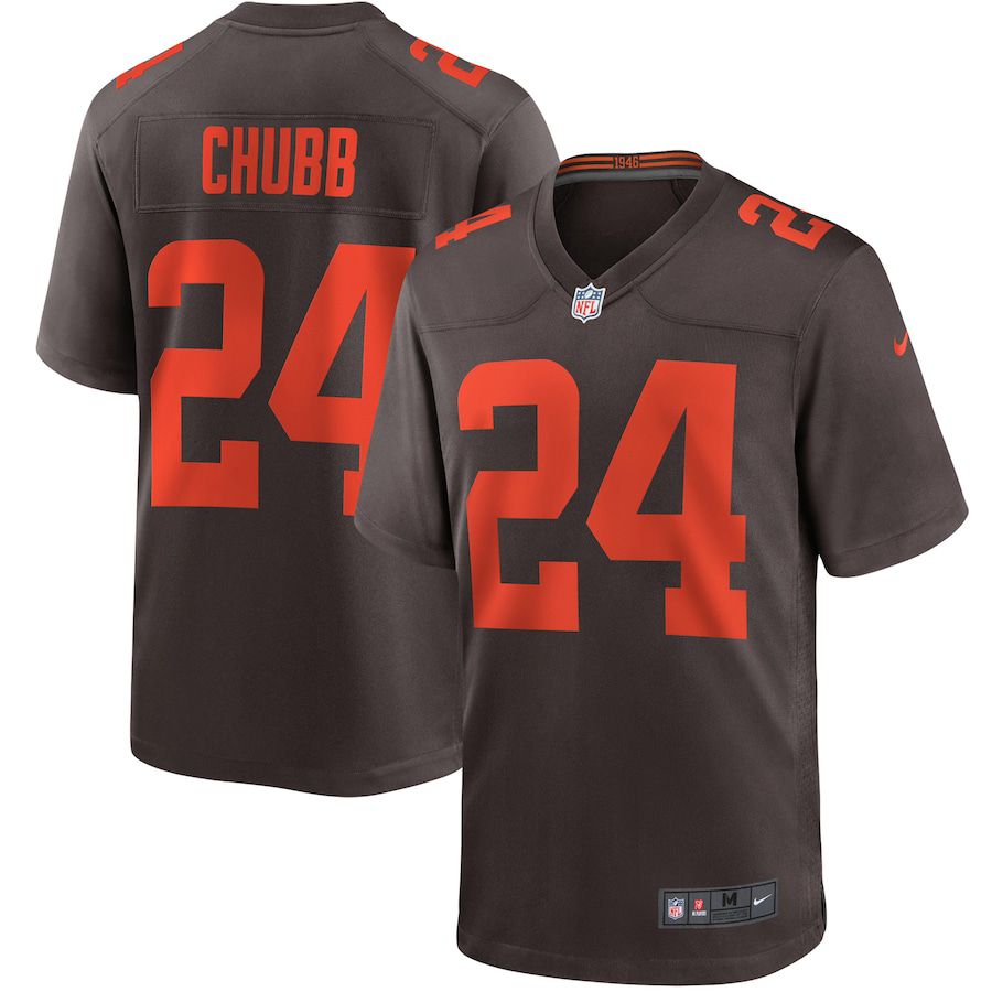 Men Cleveland Browns #24 Nick Chubb Nike Brown Alternate Game NFL Jersey